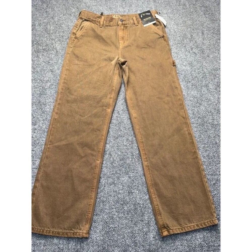 Unisex Brown Wash Carpenter Jeans Straight Leg Pants